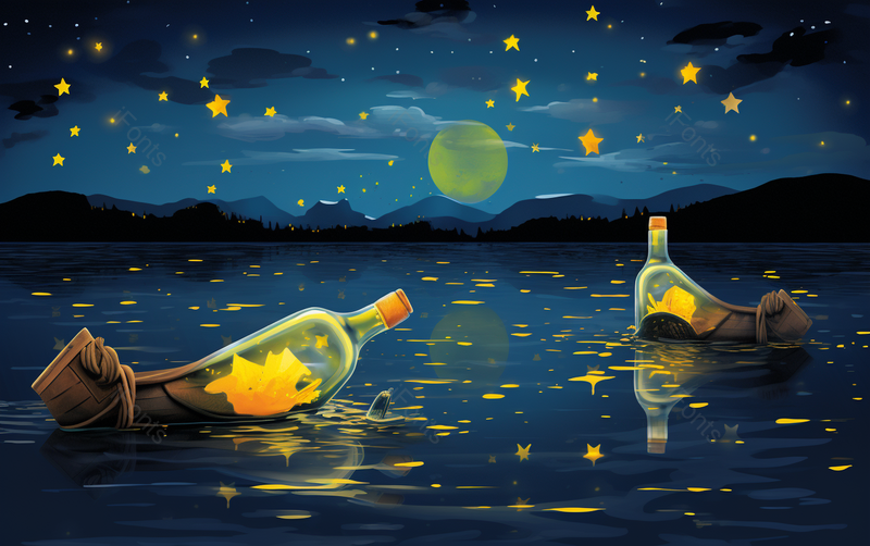 星星漂流瓶,插画/手绘图,插画/手绘图库,插画/手绘图下载,插画/手绘